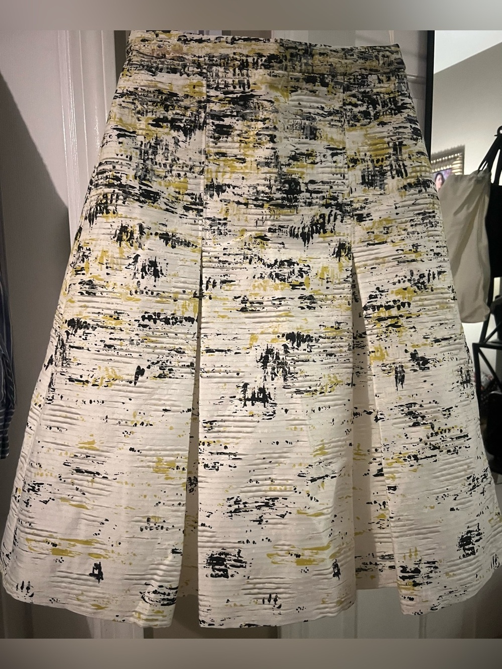 Carolina Herrera Abstract A-Line Skirt with Deep Box Pleats